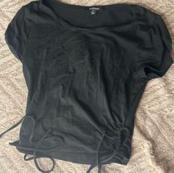 Ambiance Black Ruched Crop Top Size Small