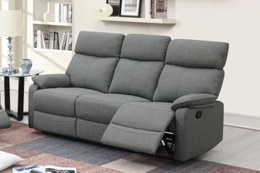 Sofa Manual Recliner, Grey Burlap fabric, New Especial price