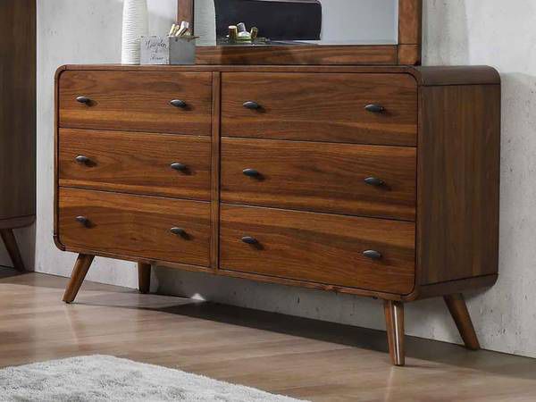 New Dresser in Dark Walnut Finish with Angled Legs Mid-Century Modern Design!