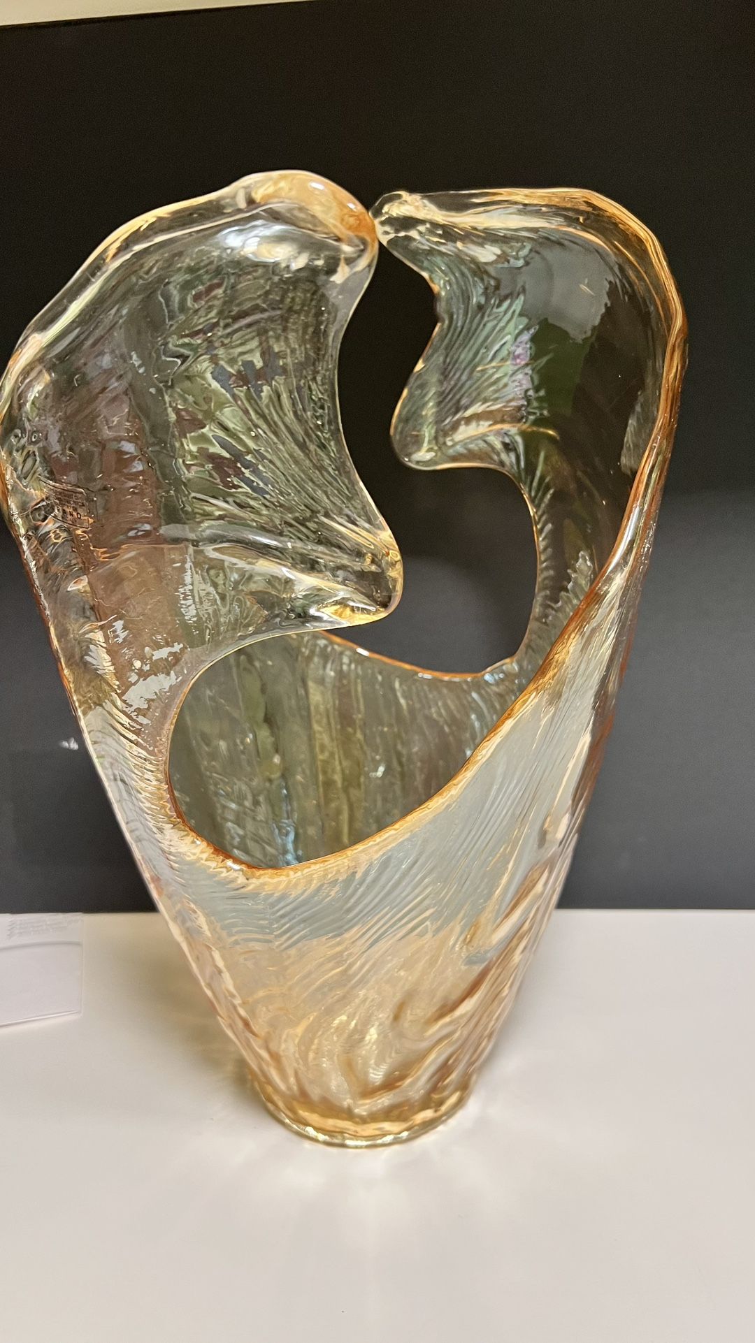 Murano Hand blown Split Vase Wave Pattern
