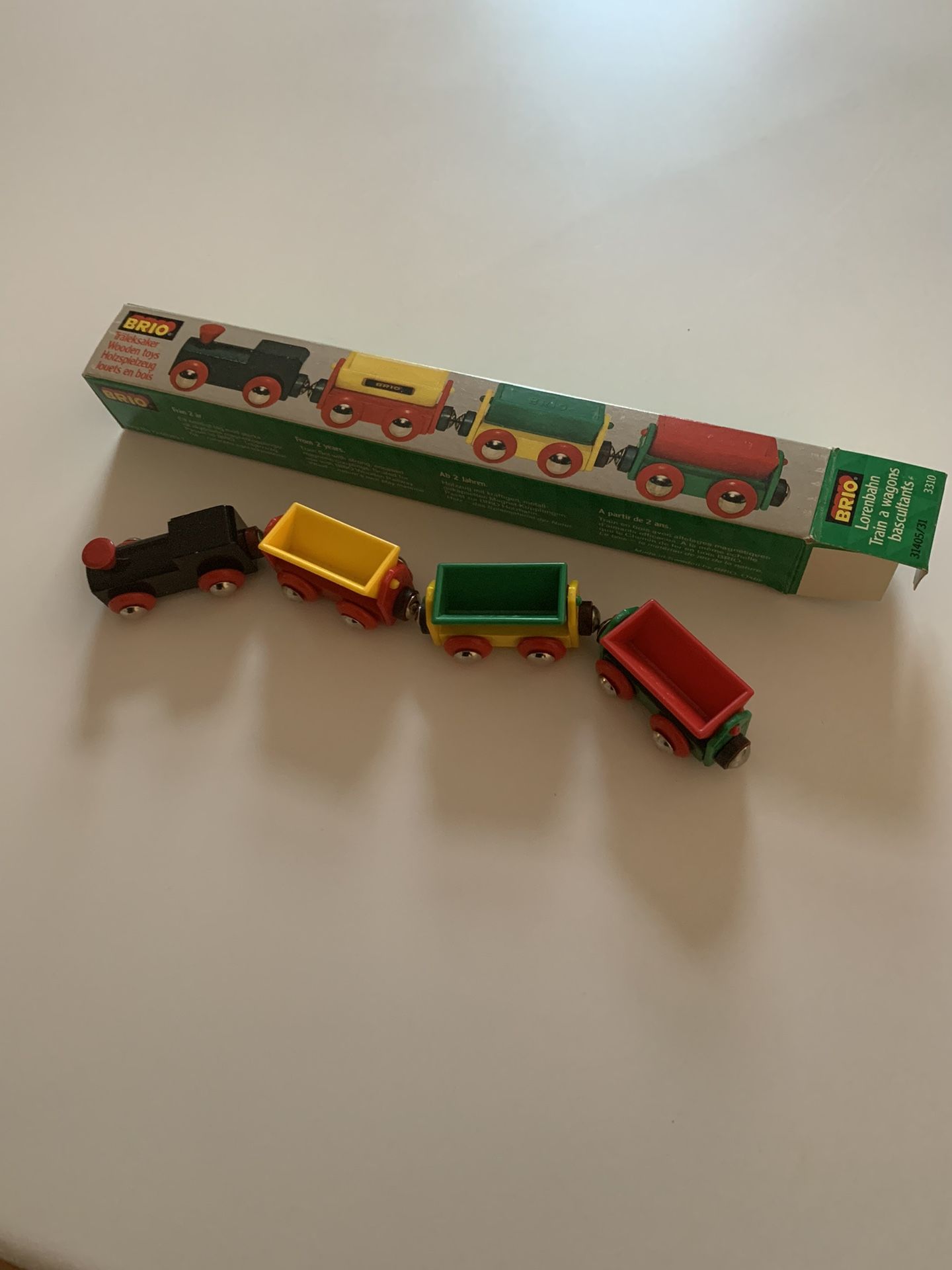 Toy BRIO WOODEN RAILROAD TRAIN #3310 w/Tipping Cars and BOX