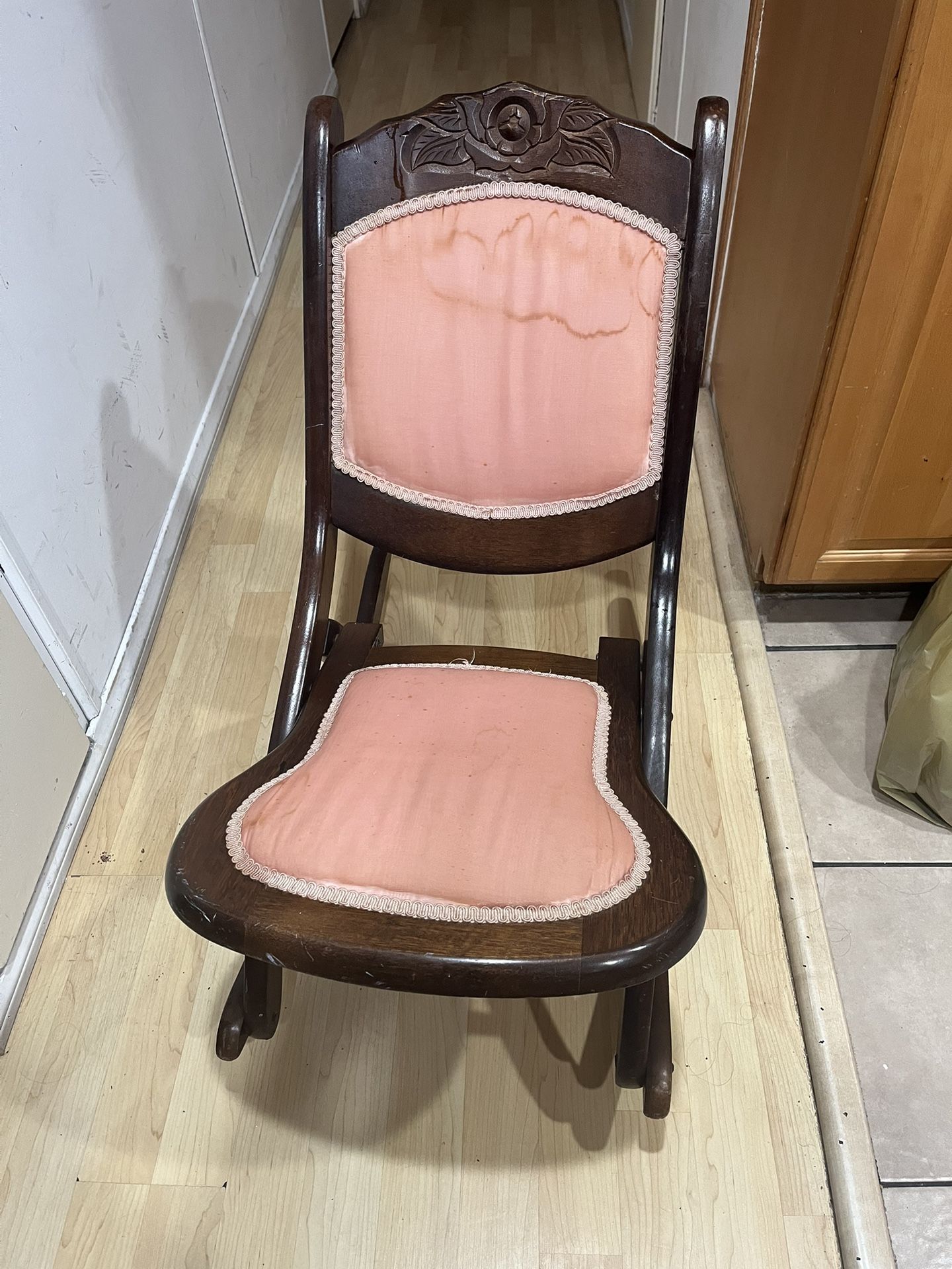Antique Victorian Flower Top Flower Rocking Chair
