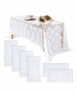 6 Pcs Lace Tablecloth Rectangular 60 x 120 Inch