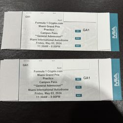 2 tickets general admission for Friday Formula 1 Miami Grand Prix