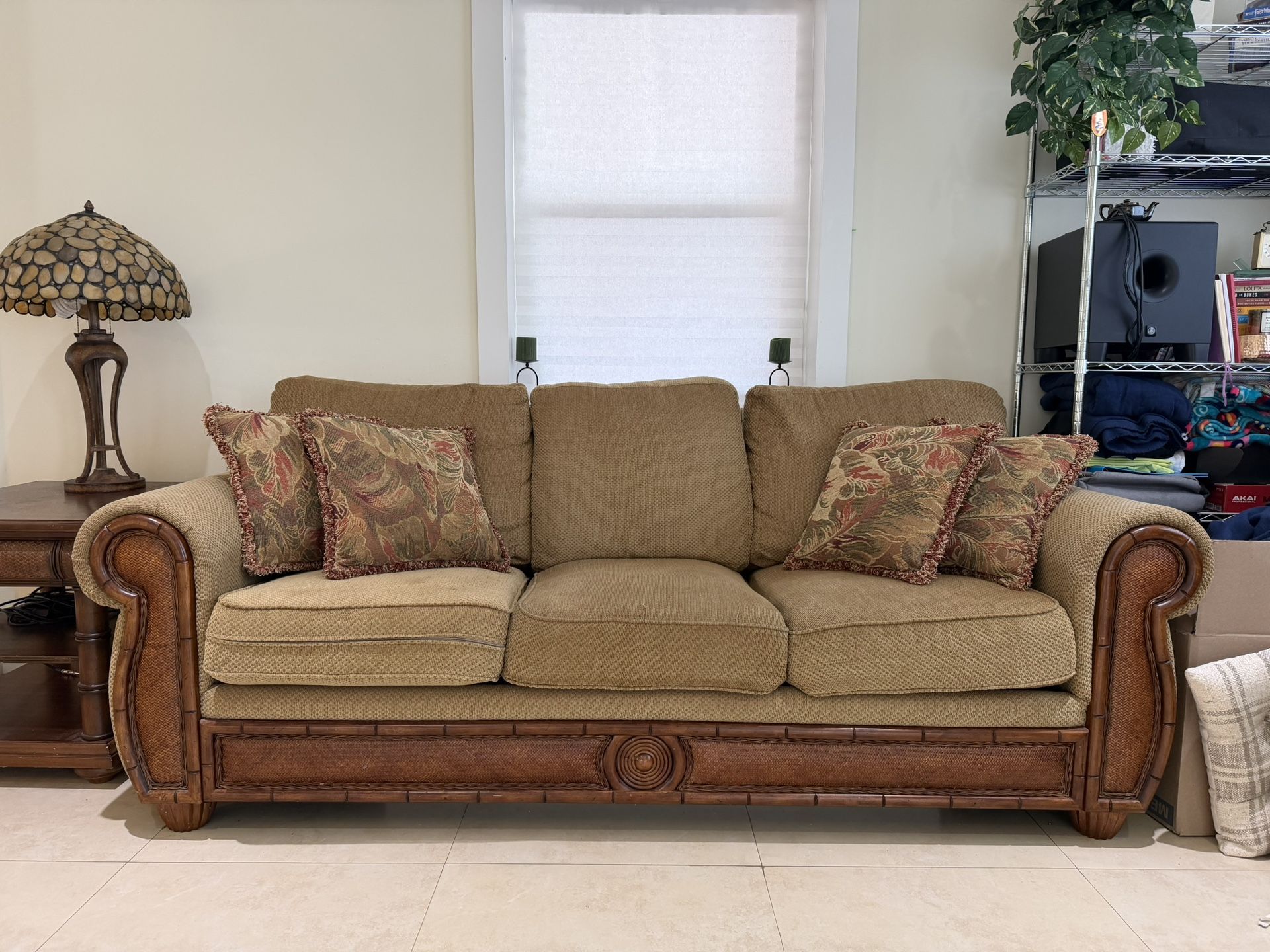 Sofa + Solid Wood End Tables