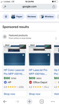 HP Printer (Color LaserJet Pro MFP 4301fdw)