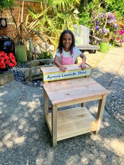 Custom lemonade stand with your young entrepreneurs name - cute child not included