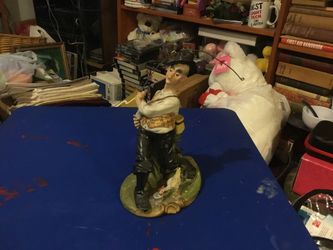 Collectible Old man fishing figurine with real fishing line