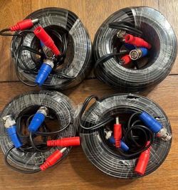 4-Pack of 60ft Universal Pre-Made BNC Video & Power Siamese Cables – 4K Ready for Analog HD CCTV Systems – Compatible with Swann, Lorex, Night Owl, Sa