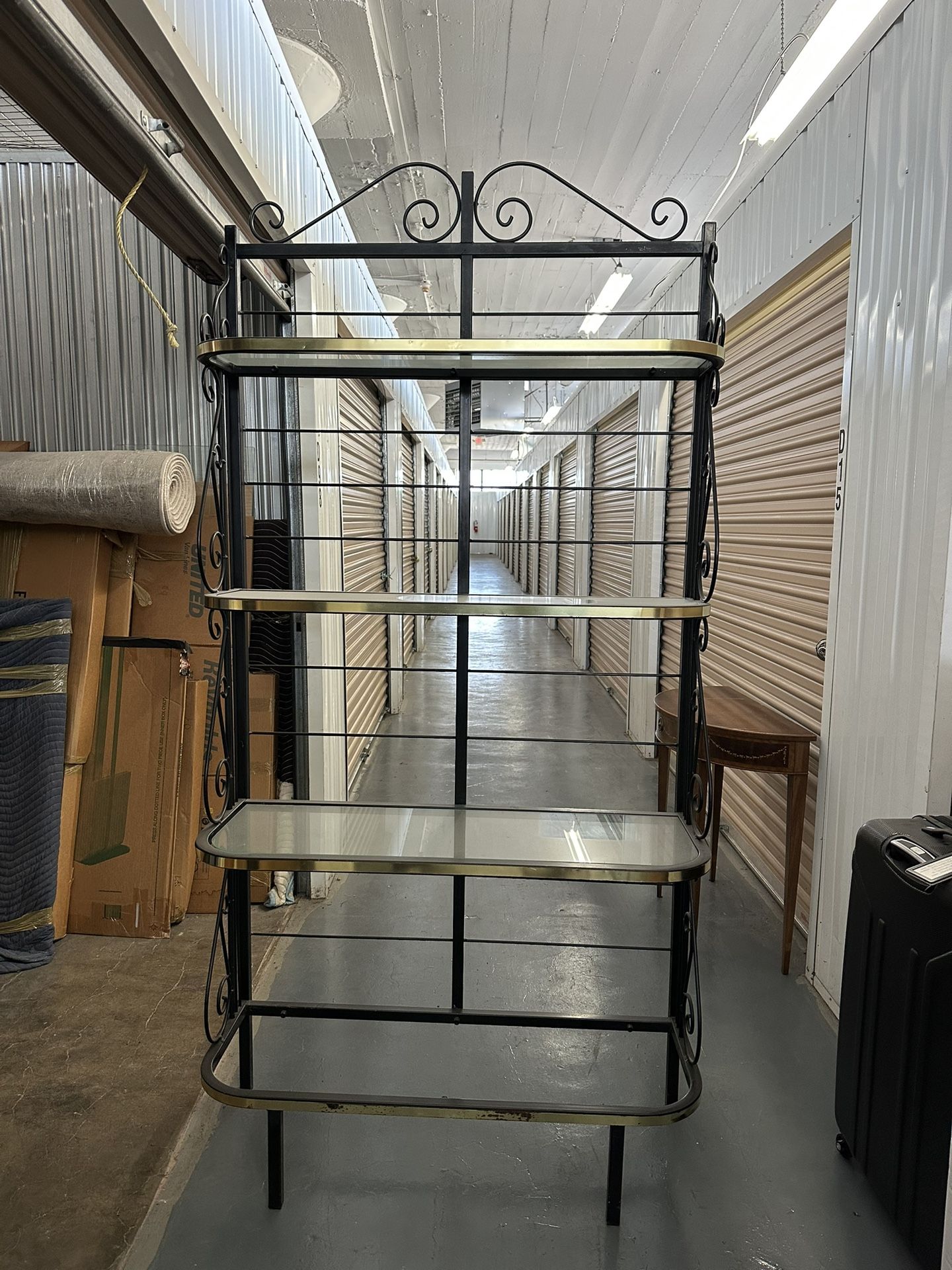 Wrought Iron Etagere with Glass Shelves