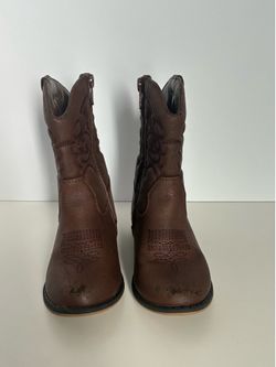 Cat & Jack Kids US 8 Brown Western Ankle Boots Round Toe Side Zip