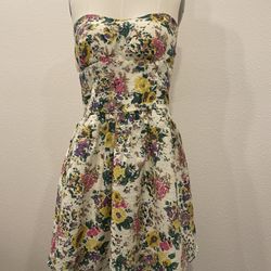 Women strapless floral dress, size m