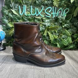Laredo Men's 12 EW Fletcher Brown Leather Western Side-zip Cowboy Boots 62004