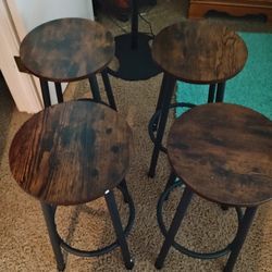 4 Brand New Cherry Wood Bar Stools Comes With New Cushions 