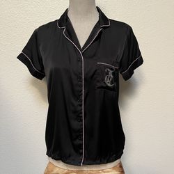 Juicy Couture Black Satin Pajama Top, Size Small