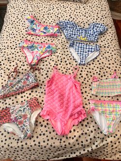 Girls bathing suits, cover ups, beach hats