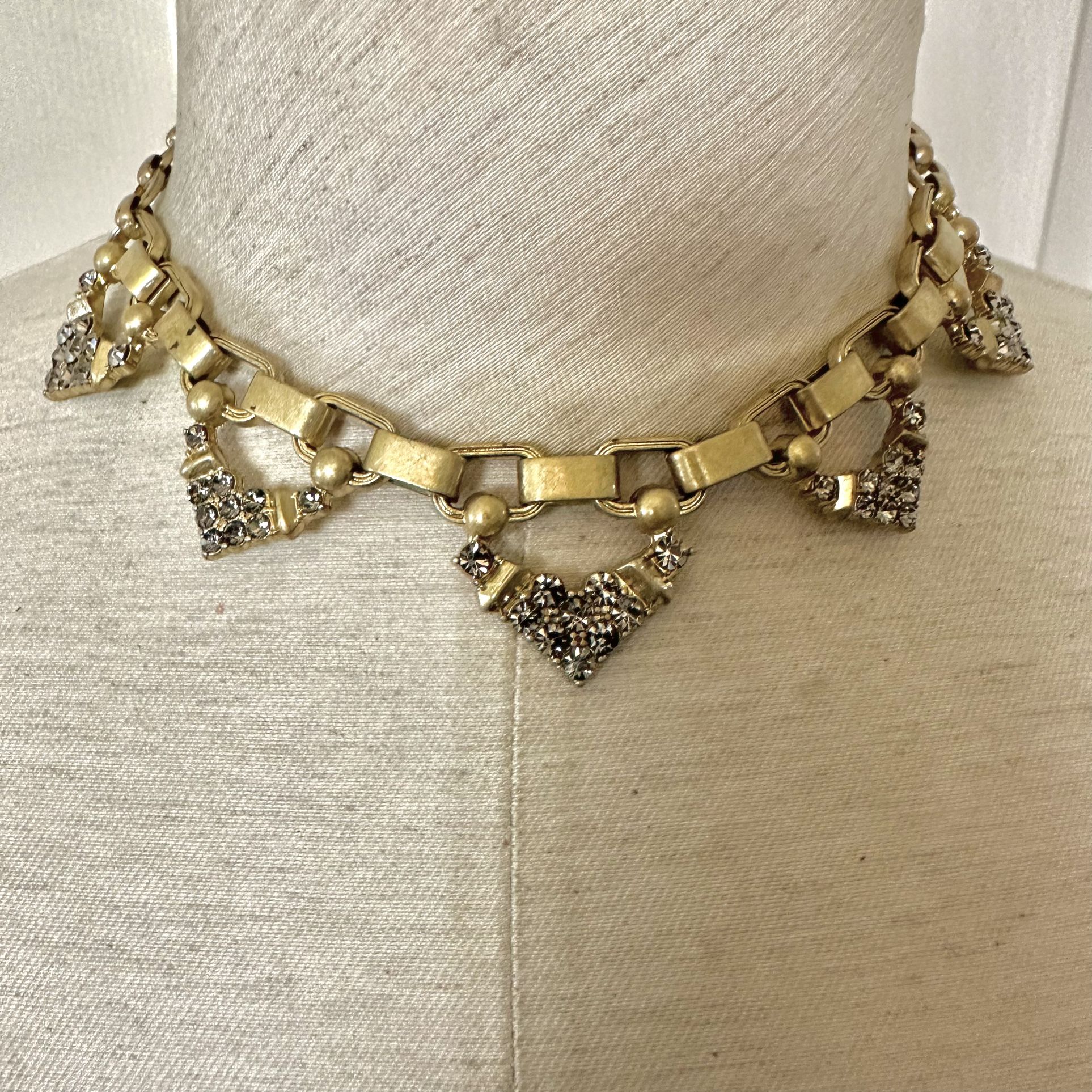 Stella And Dot Gold Tone Rhinestone Choker Necklace