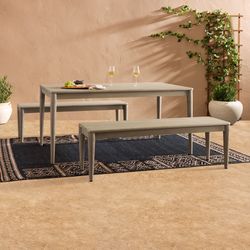 World Market Miramar Light Graywash Eucalyptus 3 Piece Outdoor Dining Set