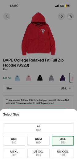 Bape Full Zip Size L