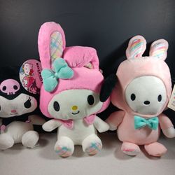 Sanrio Easter Hello Kitty Set of 3 Stuffed Animals Toy Dolls Pachako 8" Melody
