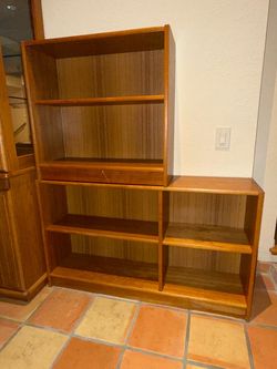2 Wood Bookcase Shelving Unit Set
