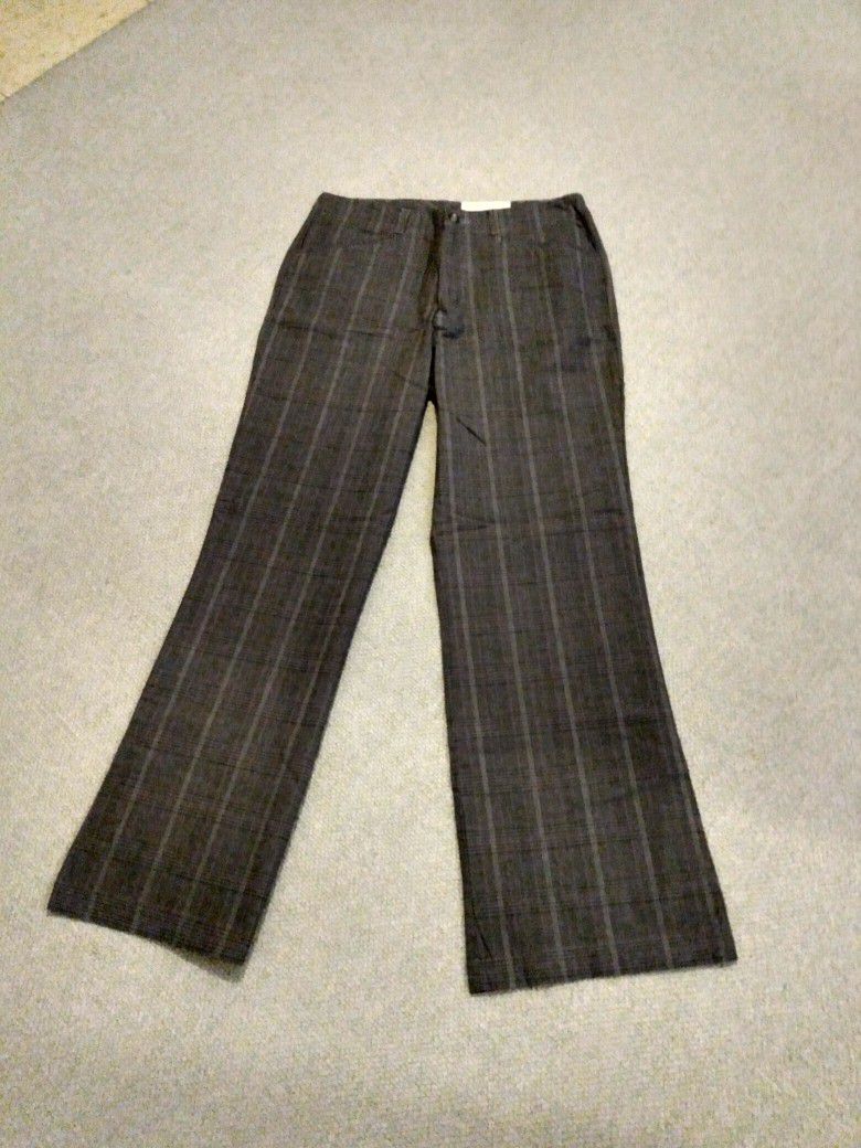 BRAND NEW WITH TAG LADIES PATTERN GREY PLAID DRESS PANTS SIZE 8