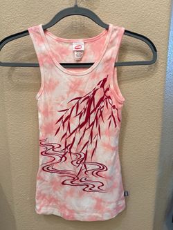 Avia Tie-Dye Pink Red Graphic Tank Top with Weeping Willow Print Size Small