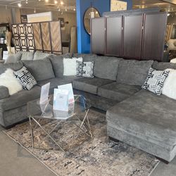 Grey U-shaped Sectional With Pillows 