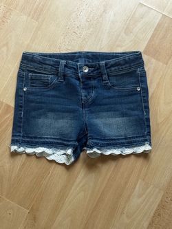 Girls denim lace trim shorts 6/6x