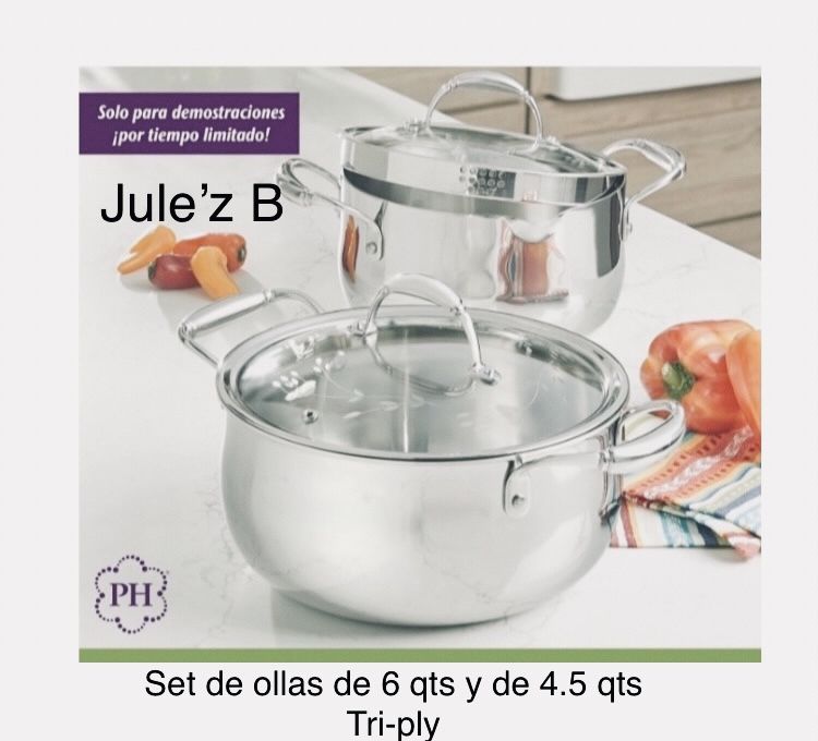 Juego De Ollas De 6 Qts Y De 4.5 Qts Tri-ply Nuevas En Sus Cajas