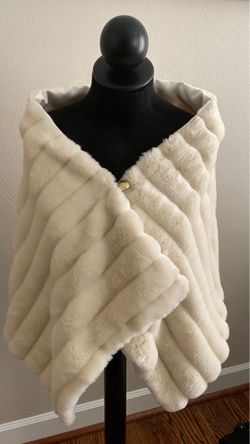 Faux fur shawl with hand warmer