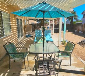 Outdoor Patio Dining Set with Umbrella & Pool Chairs