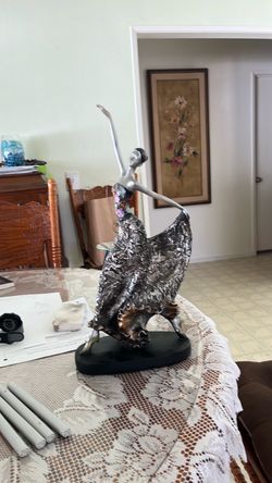 Silver Ballerina Dancer Sculpture Figurine