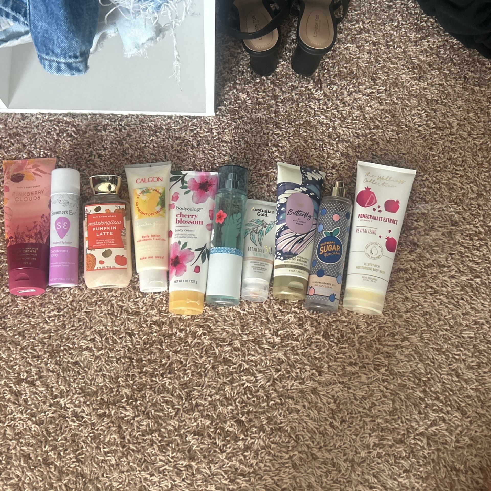 assortment of lotions and sprays BABW
