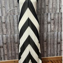 Christopher John Rogers Black White Chevron Stripe Slit Maxi Women's Dress Size