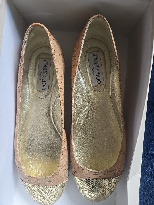 Jimmy Choo Women's Flat Shoes WHIRL CORK GOLD