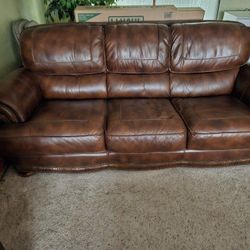 Leather Sofa / Couch, Loveseat And Chair