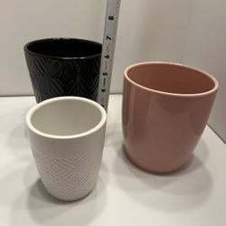 Plant Pots Pink/black/white