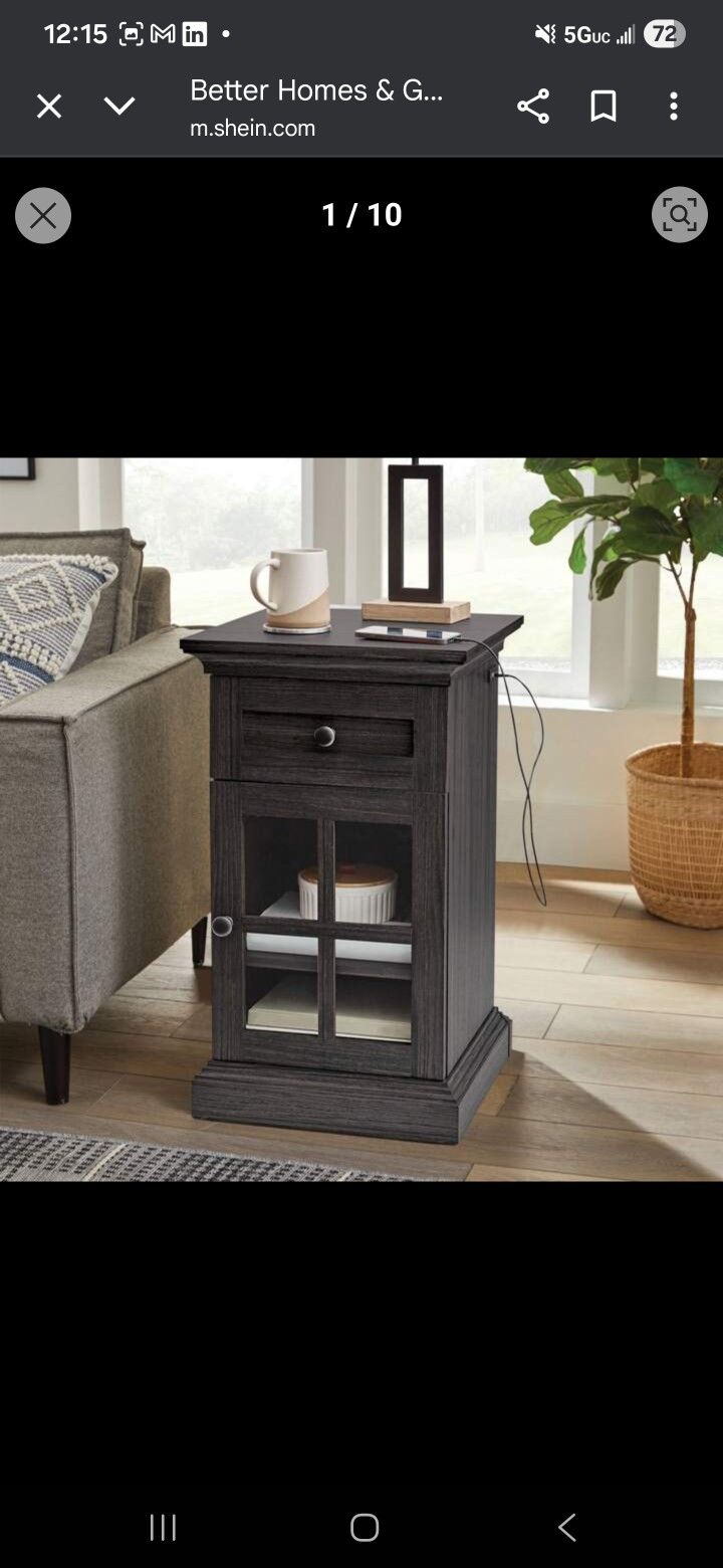 Better Homes & Gardens Canton End Table with USB, Tobacco Oak Finish