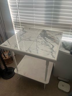 White Marble Top Side Table with Shelf