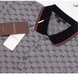 Gucci Polo Shirt, Mens Grey GG, Size S