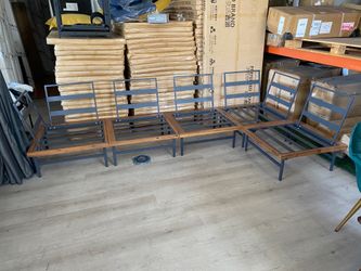 5 pcs Patio solid wood and metal set , with cushions