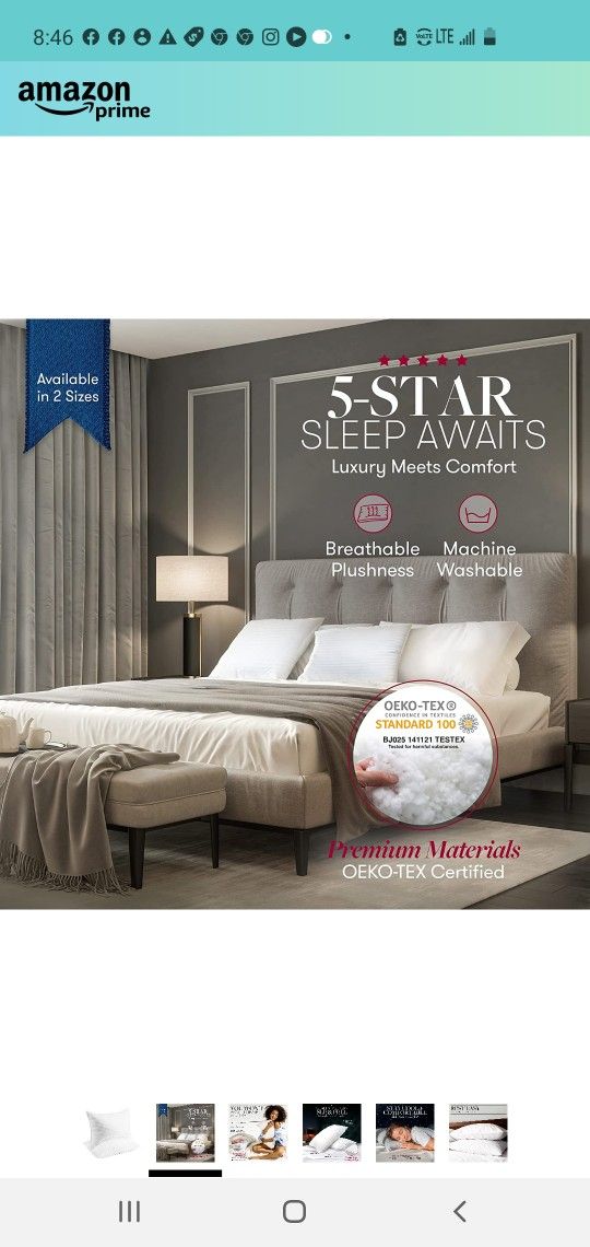 $80 (2) BECKHAM HOTEL COLLECTION KING SIZE PILLOW SETS