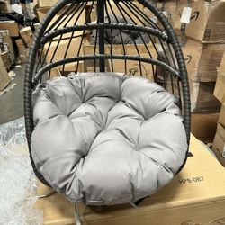 Cat Bed Pet Egg Chair Hanging Swing Bed Hand Made Rattan Hammock with Removable Soft Cushion Easy Cleaning Suitable Small Dog & Cats and Indoors & Out