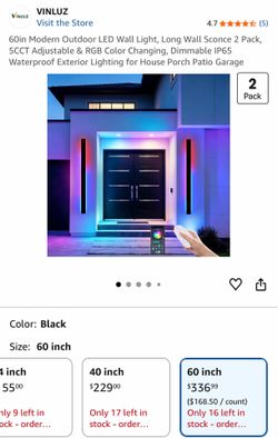 VINLUZ Linear 2 Pack RGB 60" Outdoor Wall Lights. Brand new, still sealed!
