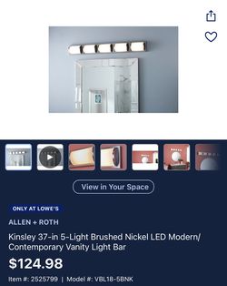 Kinsley 37-in 5-Light Brushed Nickel LED Modern/ Contemporary Vanity Light Bar