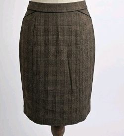 dressbarn Brown Plaid Tweed Straight Pencil Skirt Knee Length Size 14 (COD0209)