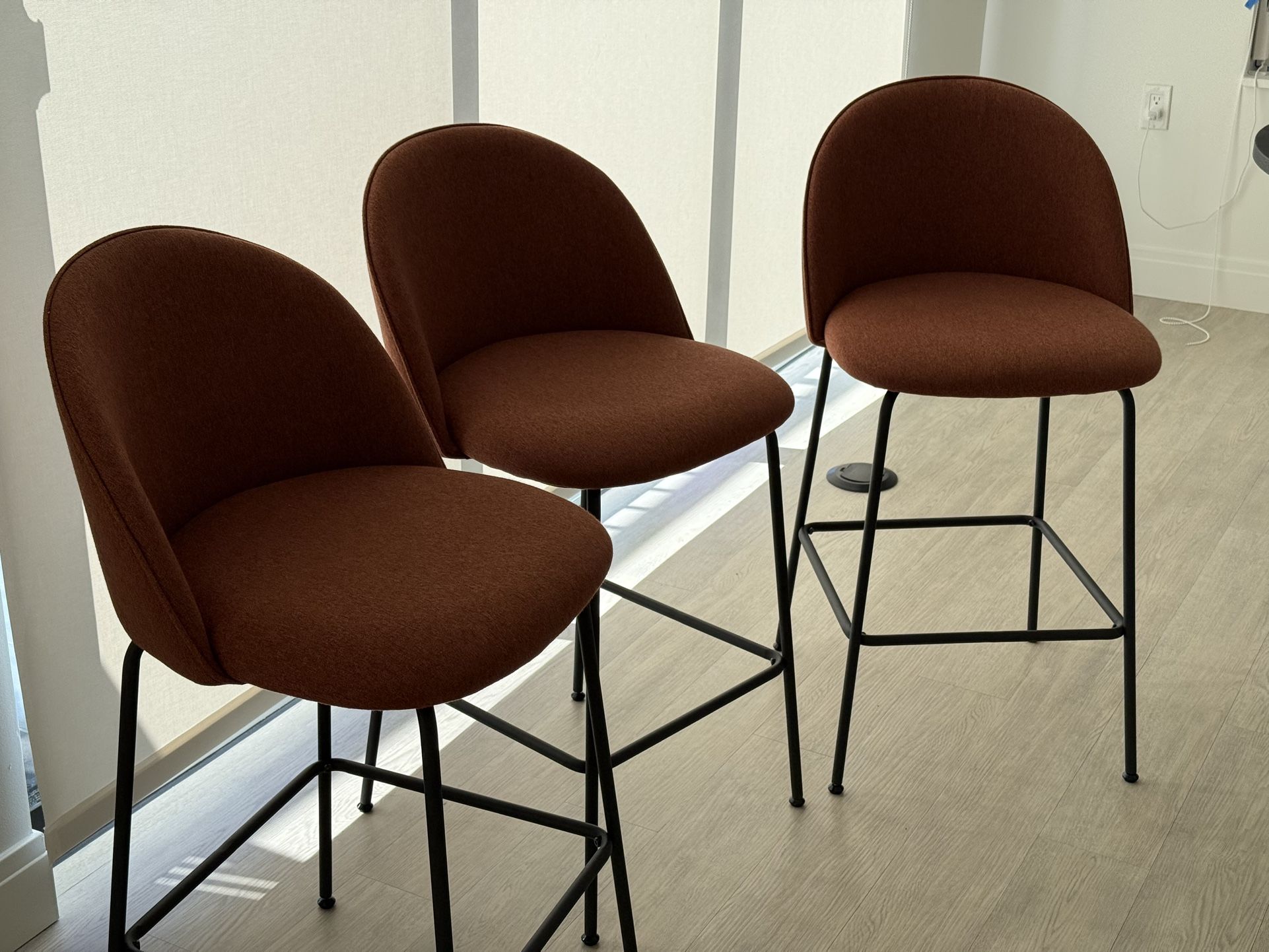 Selling (4) Barstools - Rust/Red Fabric Color