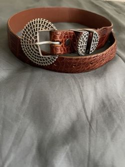 Vintage Sterling Silver Western Style Buckle And Alligator Belt