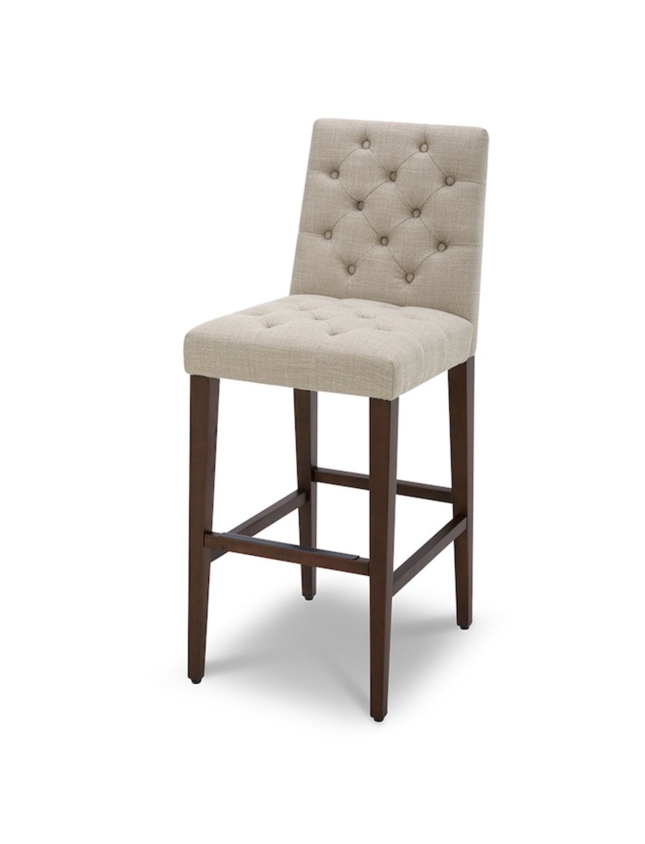 allen + roth Deep Walnut 29.9-in H Bar height Upholstered Wood Bar Stool Back